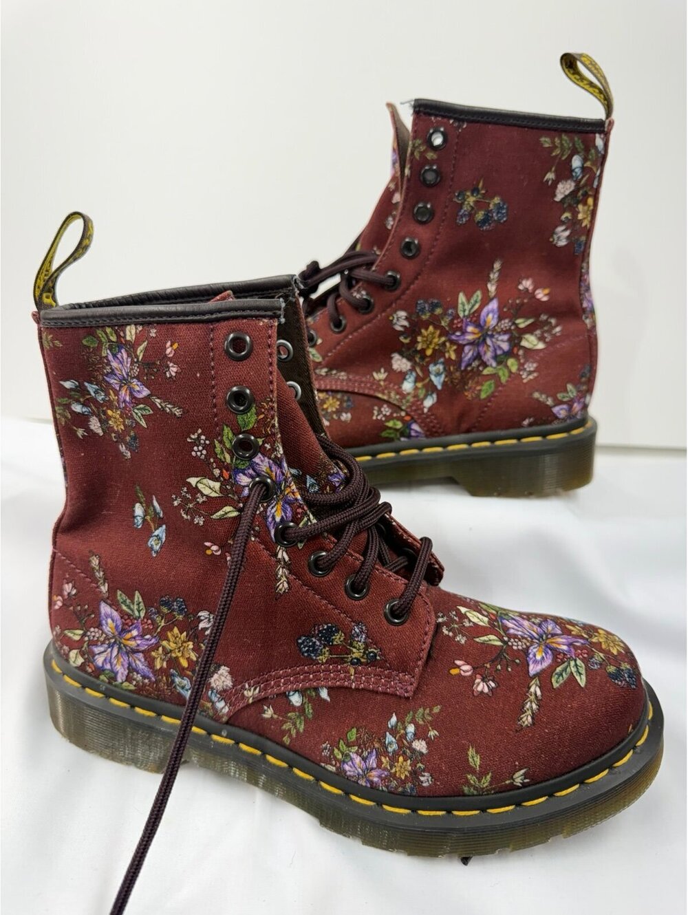 New Dr. Martens 1460 Burgundy Rose Floral Boots size 7